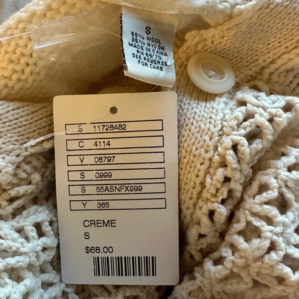 Anthropologie Sleeping On Snow Crochet Hooded Buttondown Cardigan/Sweater Size S - Picture 5 of 7